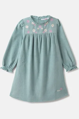Elle Girls Floral Embroidered Cotton A-Line Knee Length Dress