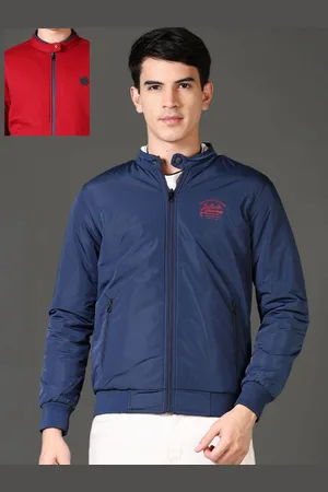 V-Mart Men Mandarin Collar Solid Cotton Casual Reversible Bomber Jacket