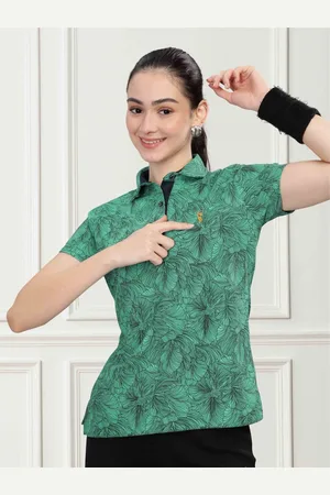 STELLERS Women Printed Polo Collar T-shirt