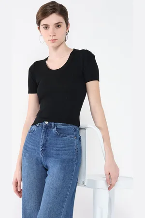 SHOWOFF Women Round Neck Short Sleeves Top