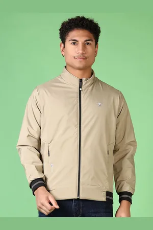 V-Mart Men Mock Collar Solid Cotton Casual Bomber Jacket