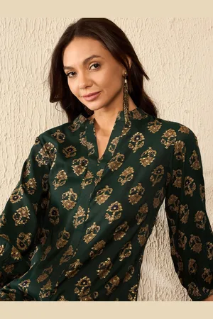 Kalini Women Ethnic Printed Mandarin Collar Regular Top