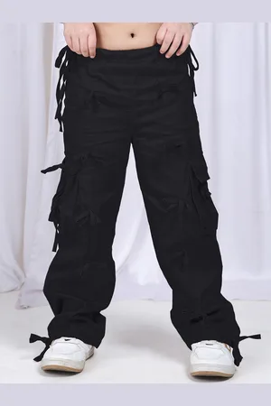 NEUDIS Girls Cotton Mid-Rise Regular Fit Cargo Trousers