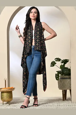 Kalini Women Checked Longline Shrug