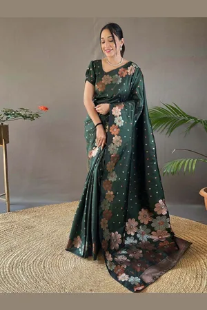 Kalini Women Woven Design Banarasi Saree With Blouse Piece