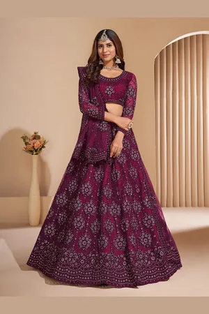 APNISHA Embroidered Beads and Stones Semi-Stitched Lehenga & Unstitched Blouse With Dupatta