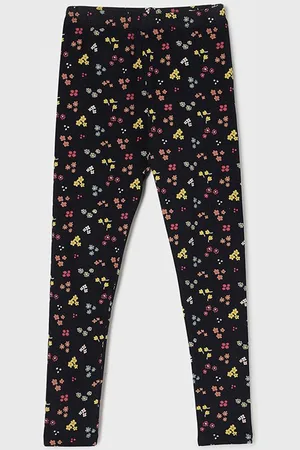 Lifestyle Girls Floral Printed Ankle-Length Cotton Leggings