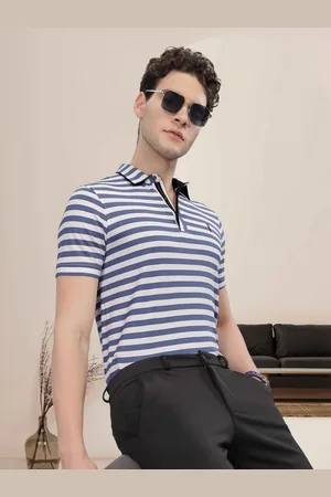 STELLERS Men Striped Polo Collar T-shirt