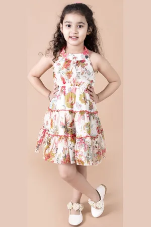 pspeaches Girls Floral Printed Halter Neck Chiffon Fit & Flare Dress