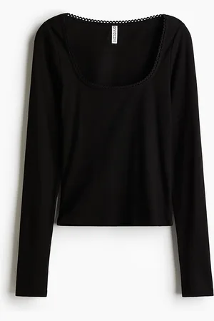 H&M Women Picot-Trimmed Cotton Top