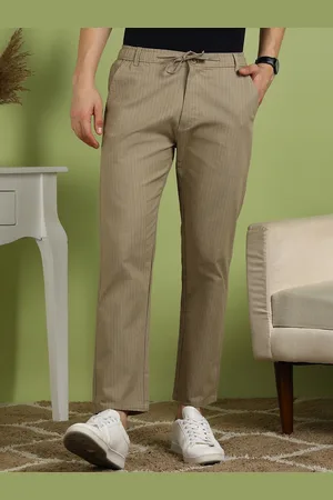 FUBAR Men Striped Regular Fit Mid-Rise Cotton Trousers