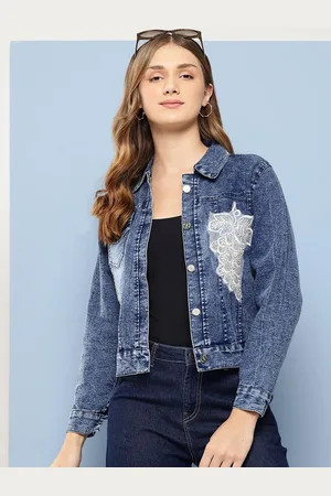Roadster The Lifestyle Co Self Design Spread Collar Denim Jacket