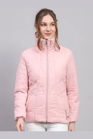 Monte Carlo Women Mock Collar Solid Casual Puffer Jacket