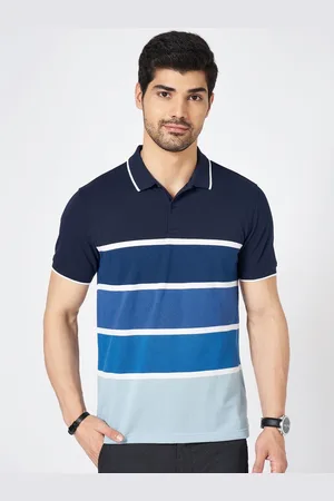 Pantaloons Men Striped Polo Collar Cotton Slim Fit T-shirt