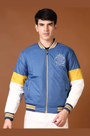 V-Mart Men Stand Collar Colourblocked Cotton Casual Bomber Jacket