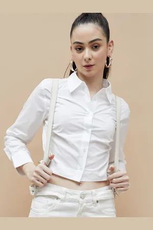 Lifestyle Women Spread Collar Solid Cotton Casual Shirt