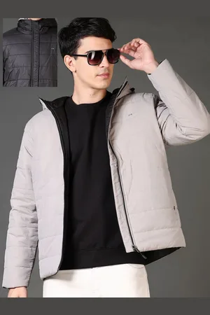 V-Mart Men Hooded Solid Cotton Casual Reversible Puffer Jacket