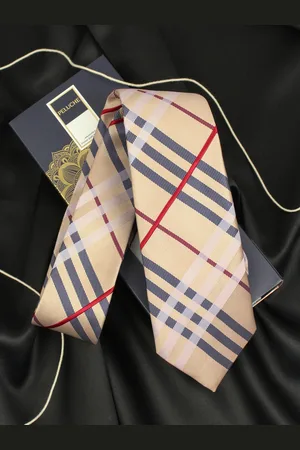 PELUCHE Beige & Black Checked Broad Tie