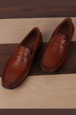 Louis Philippe Men Textured Leather Penny Loafers