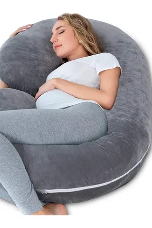 Pum Pum Grey Fibre Filled Cotton C Shaped Maternity Pillow