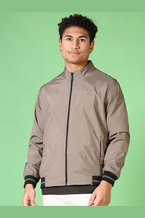 V-Mart Men Mock Collar Solid Cotton Casual Bomber Jacket