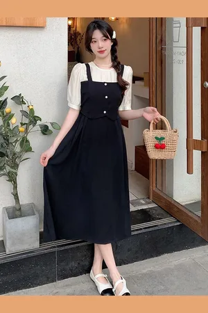LULU & SKY Women Pinafore Midi Dress