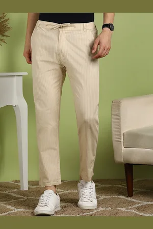FUBAR Men Striped Regular Fit Mid-Rise Trousers