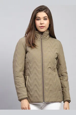 Monte Carlo Women Mock Collar Solid Casual Puffer Jacket
