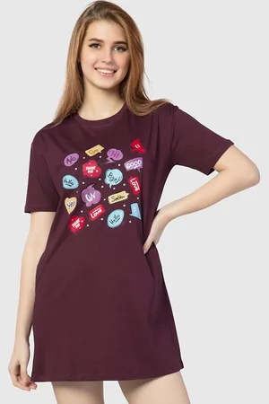 JULIET Women Printed Cotton T-shirt Mini Dress