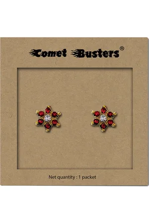 Comet Busters Gold-Plated Stone-Studded Floral Studs Earrings