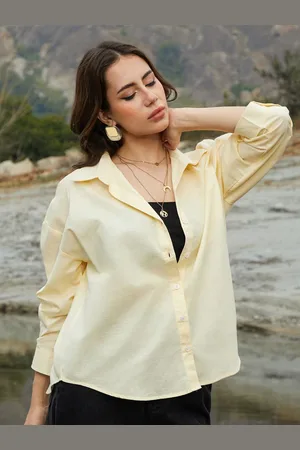 Campus Women Comfort Spread Collar Solid Oversized Casual Shirt