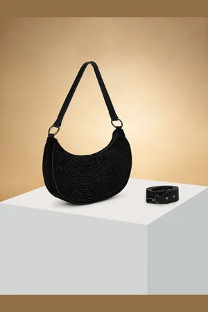 Pantaloons Colourblocked Suede Structured Shoulder Bag with Applique