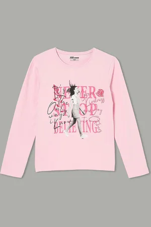 Lifestyle Girls Graphic Printed Round Neck Cotton T-shirt