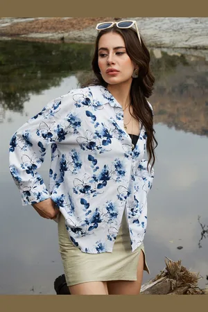 Campus Women Comfort Spread Collar Floral Printed Oversized Casual Shirt