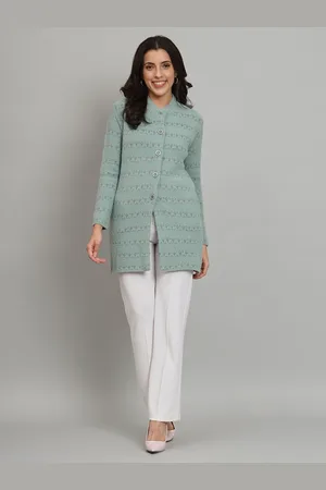 Chemistry V-Neck Cable Knit Woollen Longline Cardigan