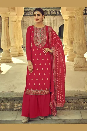 Jaipur Embroidered Silk Georgette Semi-Stitched Dress Material