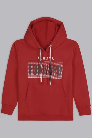 BAESD Girls Typography Printed Hooded Cotton Sweatshirt