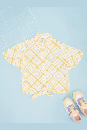 Pantaloons Girls Geometric Printed Shirt Style Top