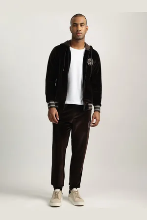 ICONIC Men Embroidered Hooded Cotton Sweatshirt