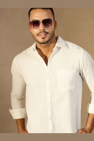 DENNISON Men Self Design Spread Collar Long Slevees Casual Shirt