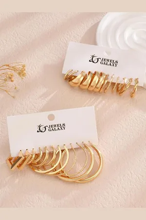 Jewels Galaxy Contemporary Half Hoop Earrings