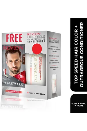Revlon Men Set of Top Speed Hair Color - Dark Brown 65M & Free Outrageous Conditioner
