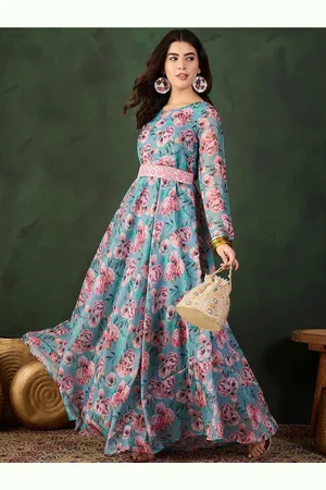 Sangria Printed Fit & Flare Maxi Ethnic Dress