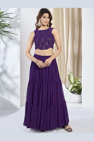 Inddus Women Striped Siquinned Embroidered Top with Skirt Co-Ords