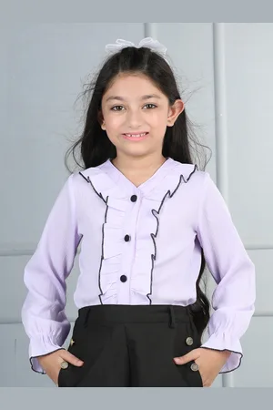 Cutiekins Girls Bell Sleeve Ruffles Shirt Style Top