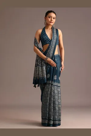 KALKI Fashion Ajrak Block Sequinned Saree