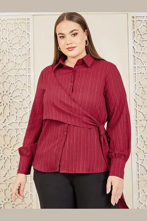 Styli Women Spread Collar Vertical Striped Casual Shirt