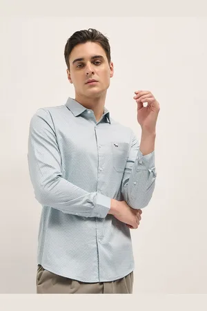 The Bear House Men Spread Collar Geometric Printed Cotton Tailored Fit Formal Shirt