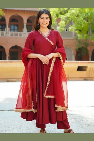 Ambraee Angrakha Kurta with Trousers & Dupatta