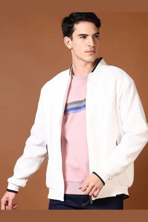 V-Mart Men Stand Collar Self Design Cotton Casual Bomber Jacket